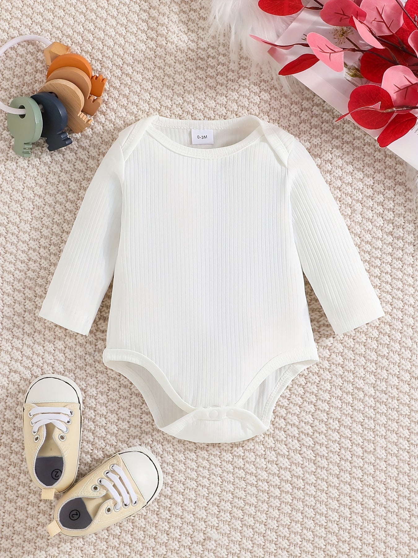 3pcs Baby Boy Casual Ribbed Kit Triangle Rompers