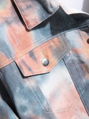 Men's Tie Dyed Denim Jacket with Pockets