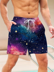 Men's Galaxy Beach Board Shorts 3D Print Swim Trunks Summer Vacation