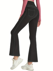 V-Cut Waist Yoga Pant Butt Lifting High Stretch With Pocket Yoga Leggings