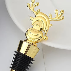 Christmas Deer Wine Stopper Metal Wine Saver With Silicone Grip
