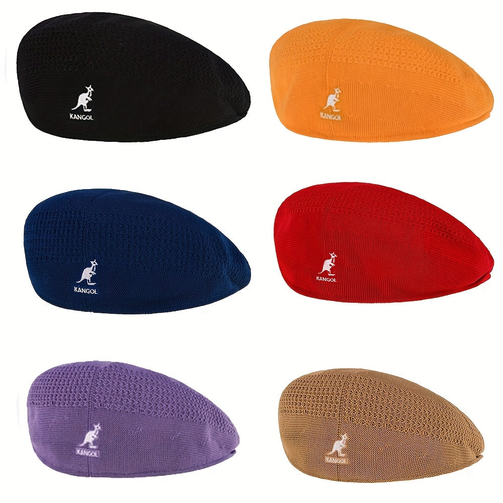 Animal Embroidered Knitted Beret Flat Newsboy Hat
