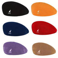Animal Embroidered Knitted Beret Flat Newsboy Hat