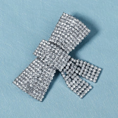 Rhinestone Bow Hair Clip Metal Headgear Back Head Clip