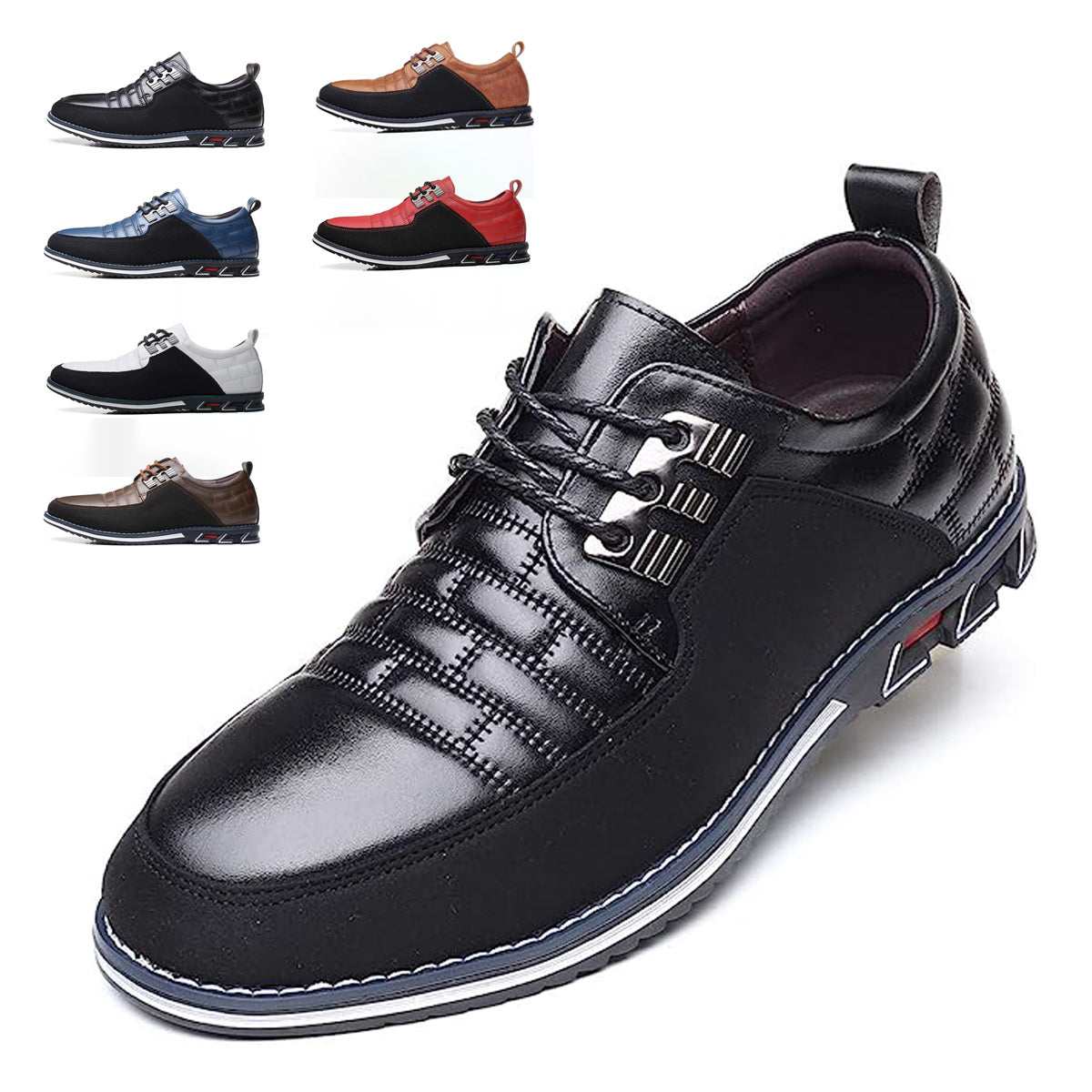 Men's Plaid Derby Shoes Classic Style Business Wear Non Slip