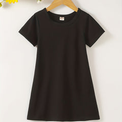 Toddler Girls Basic Cotton T shirt Dress Kids Summer Clothes