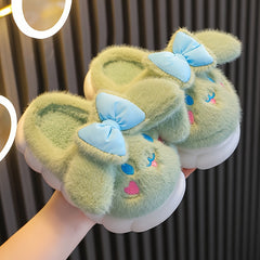 Furry Rabbit House Shoes Girls Non Slip Soft Bottom Winter Indoor Shoes