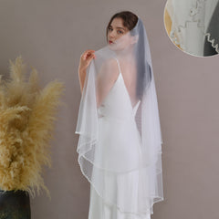 Romantic Bridal Veil with Comb Soft Nylon Lightweight Drapey for Brides