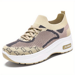 Women's Mesh Platform Sneakers Casual Lace Up Shoes