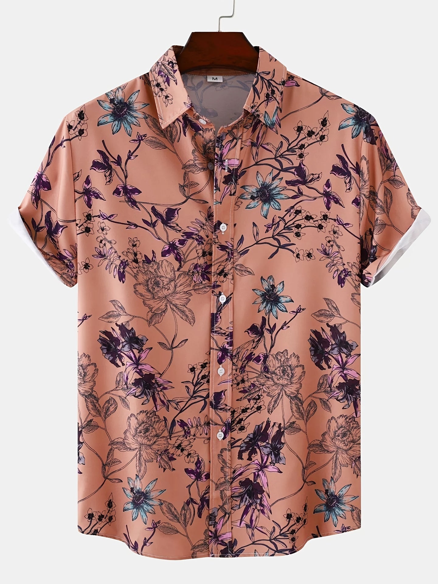 Men's Floral Short Sleeve T-Shirt for Summer Beach Style