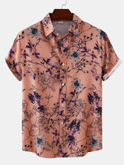 Men's Floral Short Sleeve T-Shirt for Summer Beach Style
