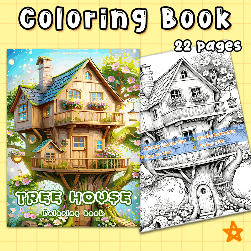 TREE HOUSE Adult Coloring Book - Perfect Gift for Christmas, Birthdays, Friends