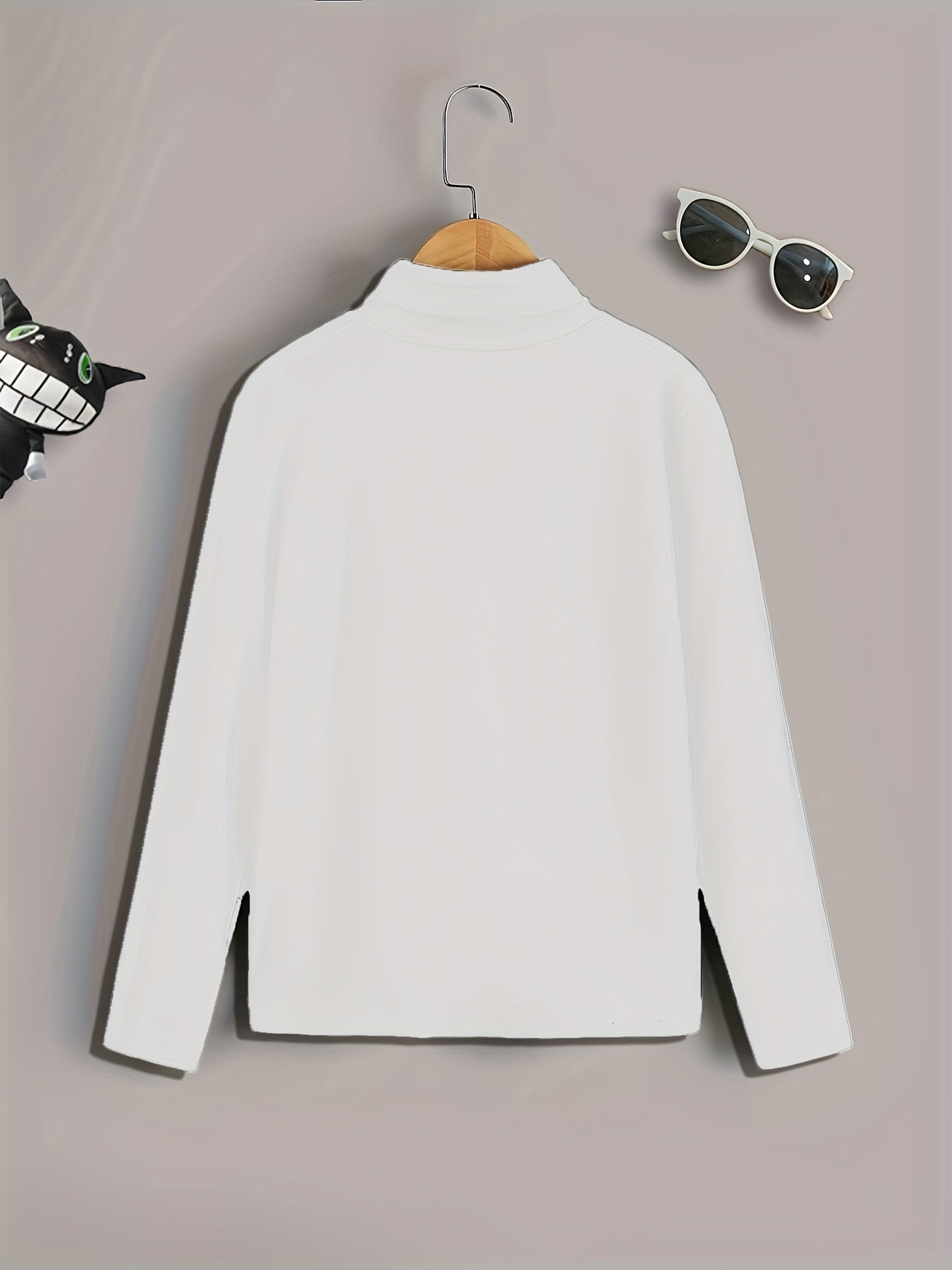 3pcs Boys Solid Sweater Round Neck Long Sleeve Stretch Warm Knit Pullover Top