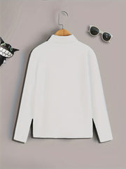 3pcs Boys Solid Sweater Round Neck Long Sleeve Stretch Warm Knit Pullover Top
