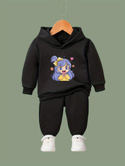 Cartoon Girl Print 2pcs Girls Outfits For Sports Spring Fall Outdoor Gift