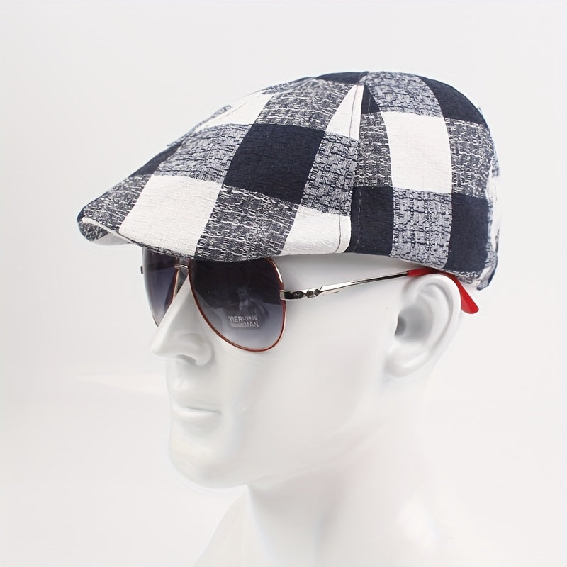 Plaid Newsboy Cap Beret Hat For Men