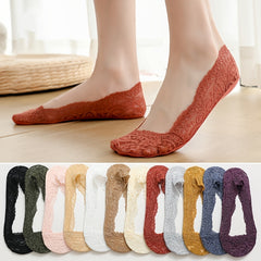 5 Pairs Non Slip Lace Low Cut Socks for Flats