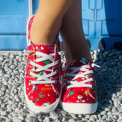 Women's Red Christmas Sneakers Non-Slip Soft Lightweight Shoes