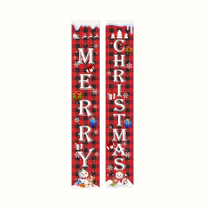 2pcs Christmas Decoration Couplet Indoor And Outdoor Door Curtain