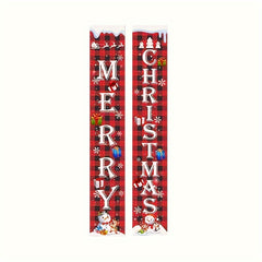 2pcs Christmas Decoration Couplet Indoor And Outdoor Door Curtain