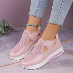 Women's Hook & Loop Sports Shoes Breathable Cut out Chunky Shoes