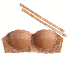 Floral Balconette Bra Lace Push-Up Lingerie