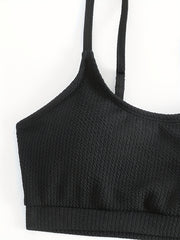 Ribbed Knit Bikini Set Padded Cami Top & Panty Swimsuit