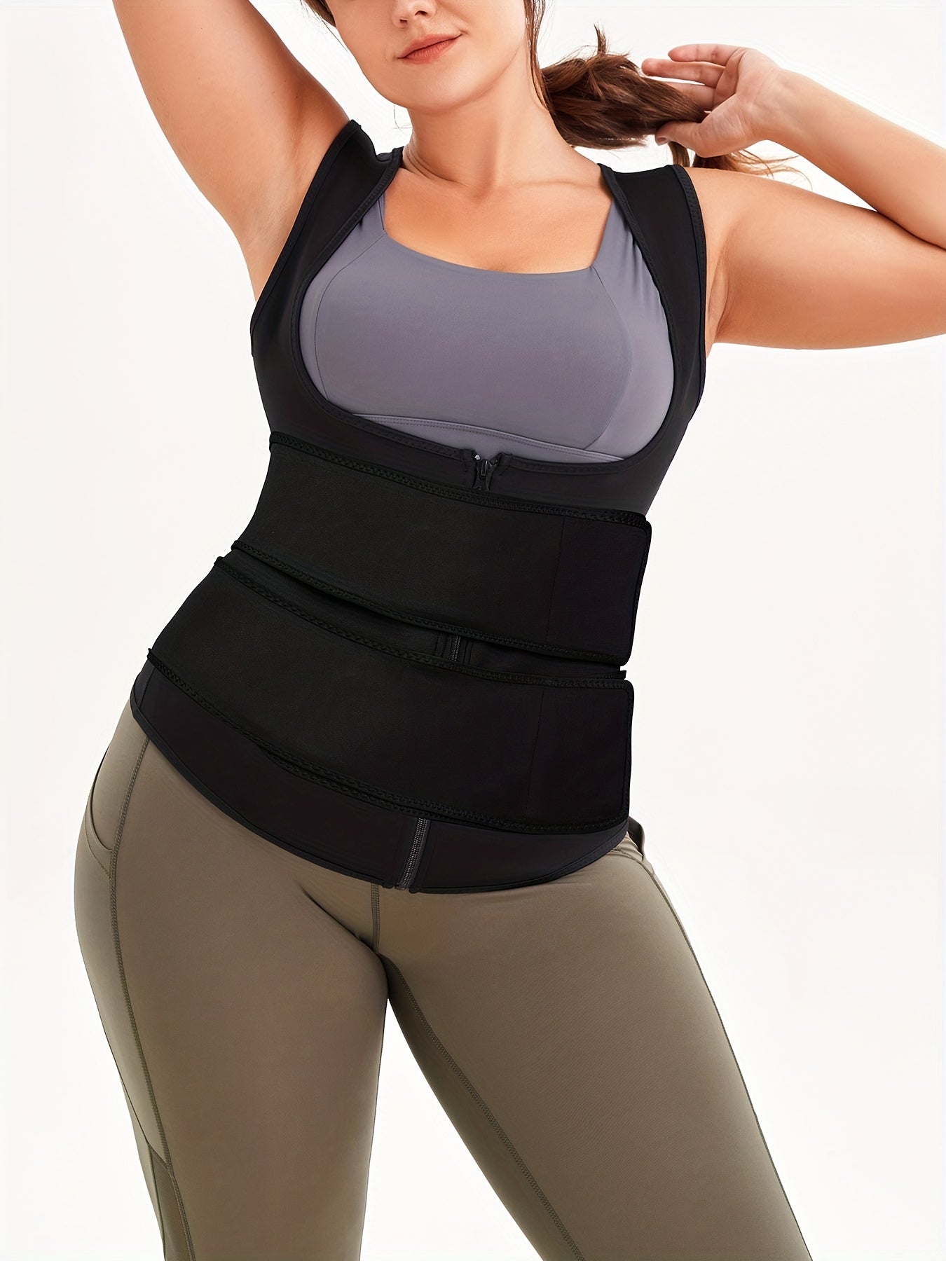 Women's Plus Size Sports Corset Zipper Waist Trainer Hot Sweat Body Shaper