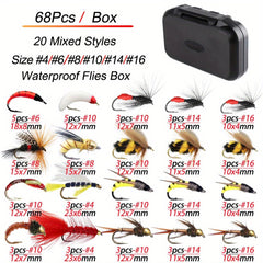 102Pcs Fly Fishing Flies Barbed Hooks Set for Trout Salmon Steelhead Grayling