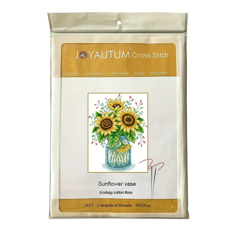 Sunflower Vase Cross Stitch Cloth for Embroidery