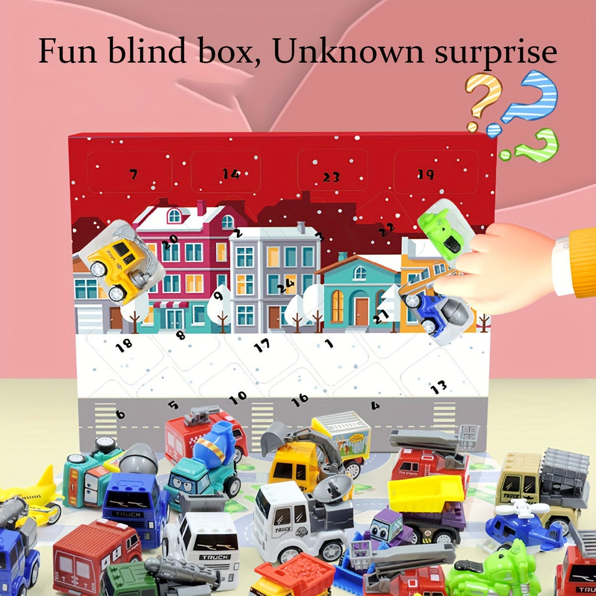 24pcs Holiday Countdown Calendar Excavator Car Christmas Blind Box Gift