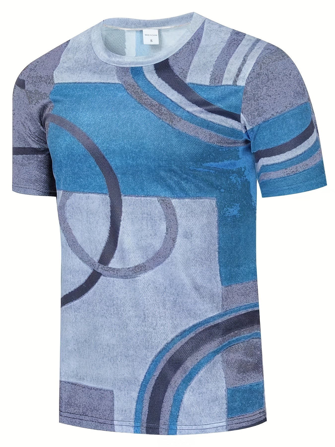 Men's Geometric Pattern Tee for Summer Outdoors