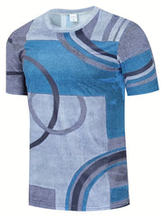Men's Geometric Pattern Tee for Summer Outdoors