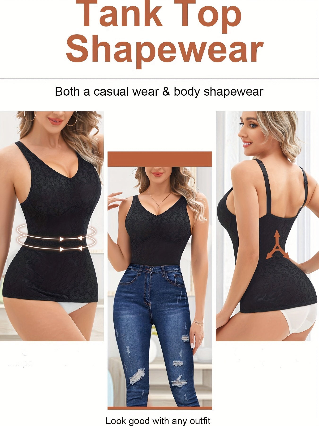 Lace Decor Shapewear Compression Body Shaper Sleeveless Top