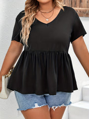 Women's Short Sleeve V Neck Mesh Blouse