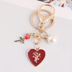 Rose Flower Tassel Keychain Purse Bag Car Charm Pendant Gift