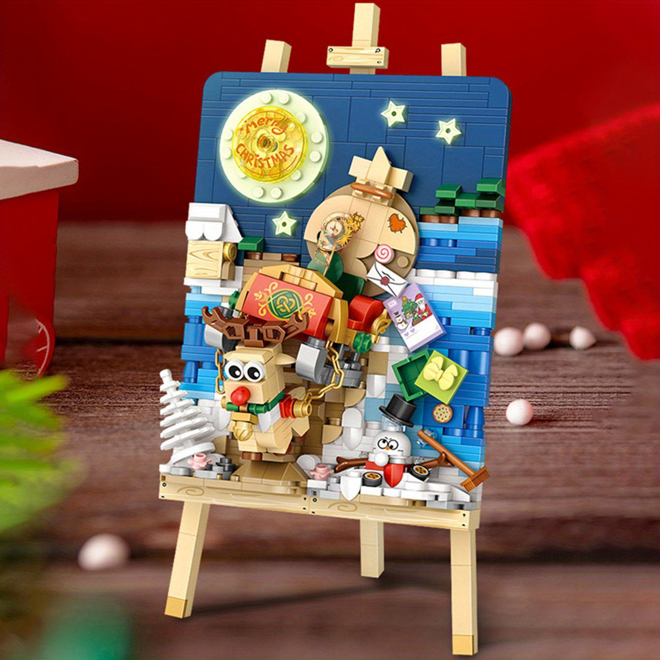 3D Christmas Painting - Snowman and Reindeer Scene