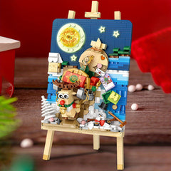 3D Christmas Painting - Snowman and Reindeer Scene