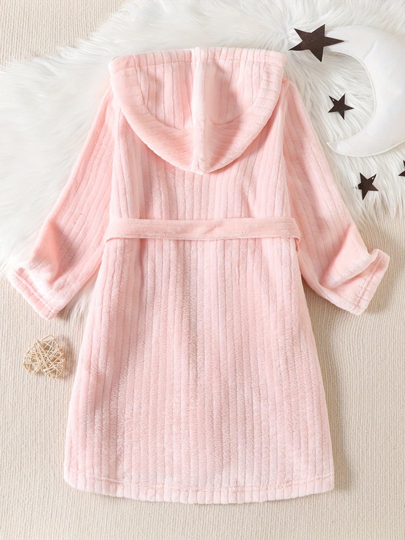 Kid's Heart Embroidery Flannel Bathrobe PJ Coral Fleece Loungewear