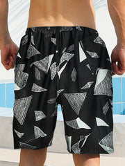 Stones Print Casual Drawstring Summer Pool Beach Shorts Men's Lounge Shorts