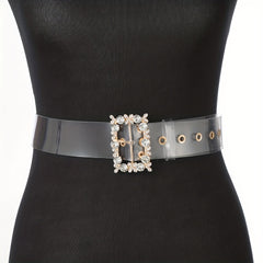 Stylish Rhinestone Eyelet Belt with Buckle for Women