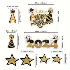 8pcs Happy Year Paper Cake Cupcake Toppers Party Supplies Decor