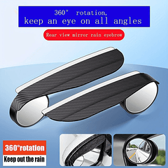 2pcs Carbon Fiber Rearview Mirrors Rain Eyebrow Blind Spot Mirror Refle