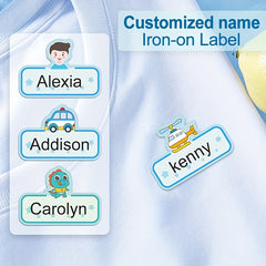 24pcs Custom Waterproof Clothing Name Labels Iron-On for 20 Seconds