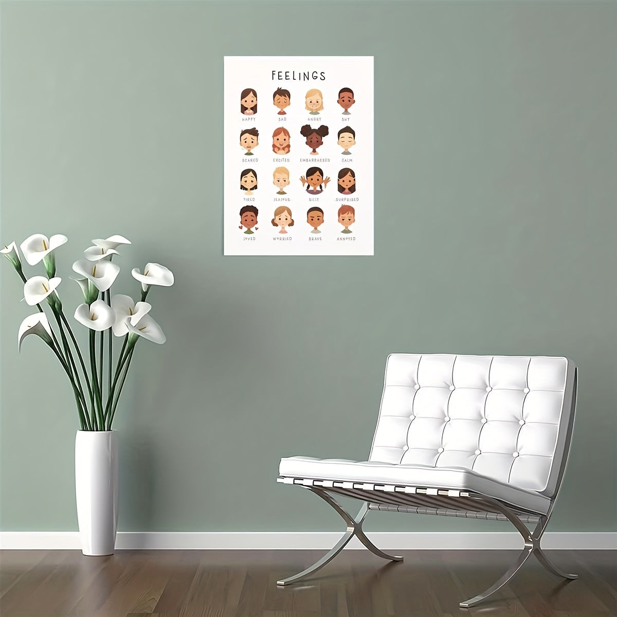 Kids Feelings Chart Canvas Poster Modern Art Wall Decor