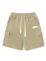 Men's Long Skateboard Graphic Drawstring Shorts with Pockets