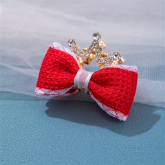 Girls Double Bow Rhinestone Crown Hair Clips