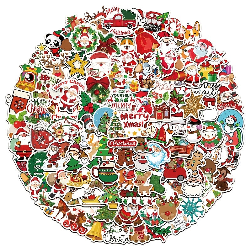 100pcs Christmas Doodle Stickers for Phones, Journals