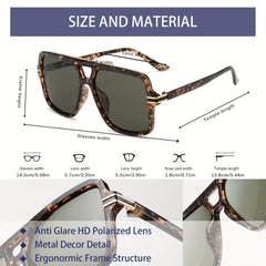 OUWEN Square Polarized Aviator Sunglasses UV400 Eye Protection