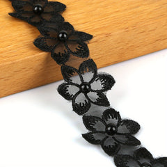 Embroidery Flower Pearl Lace Organza Neckline DIY Accessories